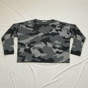 VINEYARD VINES Gray Camo Boatneck Sweater LARGE Wool Cashmere